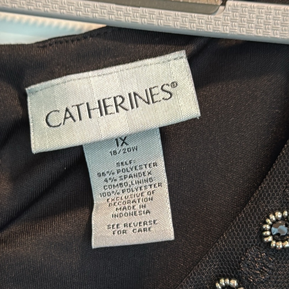Catherines 1X (18/20) Black beaded overlay top maxi dress - Picture 3 of 4